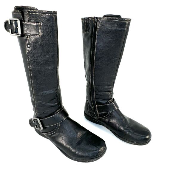 BOC Born Concept Martina II Black Leather Boots Womens 5 Riding Tall Side Zip - Picture 4 of 11